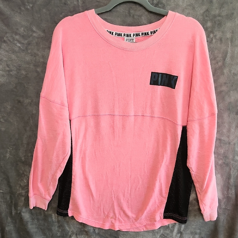 PINK Victoria's Secret Coral Sweatshirt with Black Logo